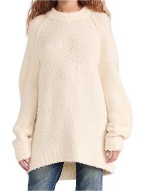 Free People Oversized Teddy Sherpa Cozy Cream Pullover Sweater